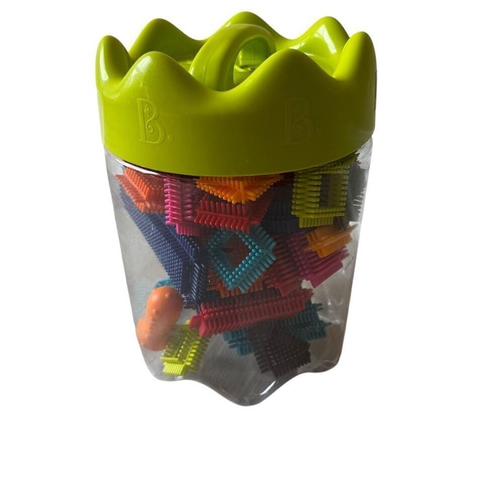 B toys Bristle Blocks Stackadoos Toy Blocks in a Storage Pouch BPA Free STEM toy